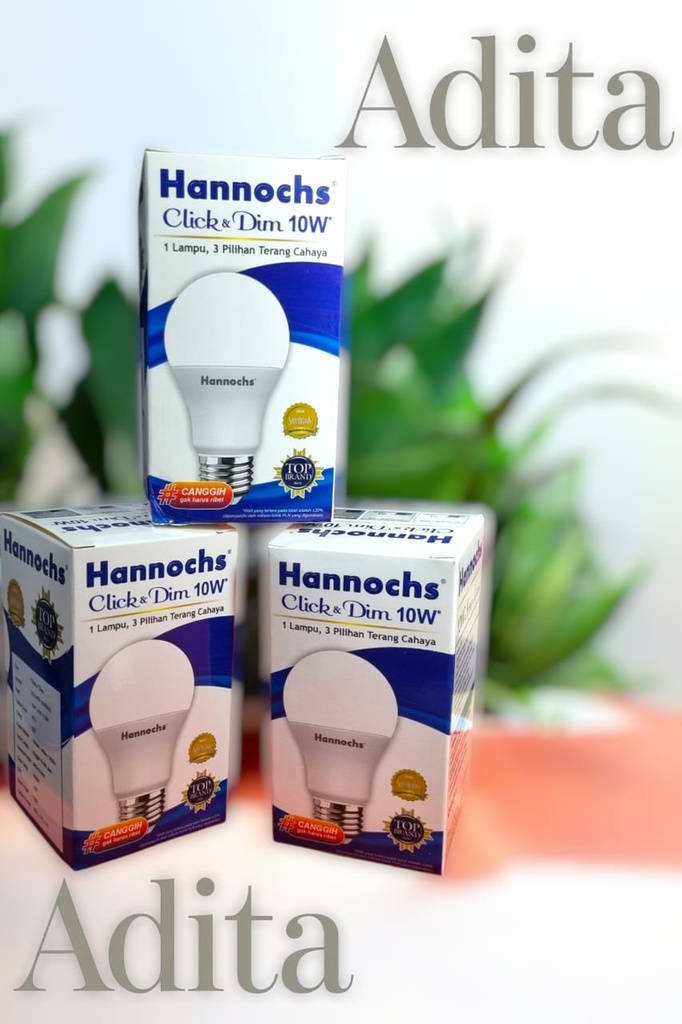 LED HANNOCHS CLICK DAN DIMMER 3 PILIHAN WATT DI 1 LAMPU 10 W (AA)