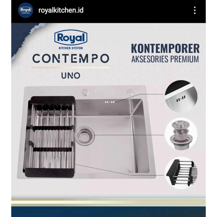 BCP Bak Cuci Piring Kitchen Sink Minimalis Royal tipe Contempo UNO (AA)