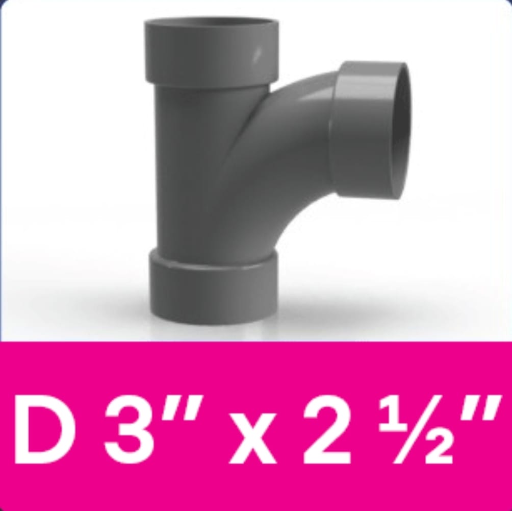 TEE WAY 3 X 2 1/2 DIM Rucika D (LARGE RDS TEE RCK 1DOS=16BIJI (AA)