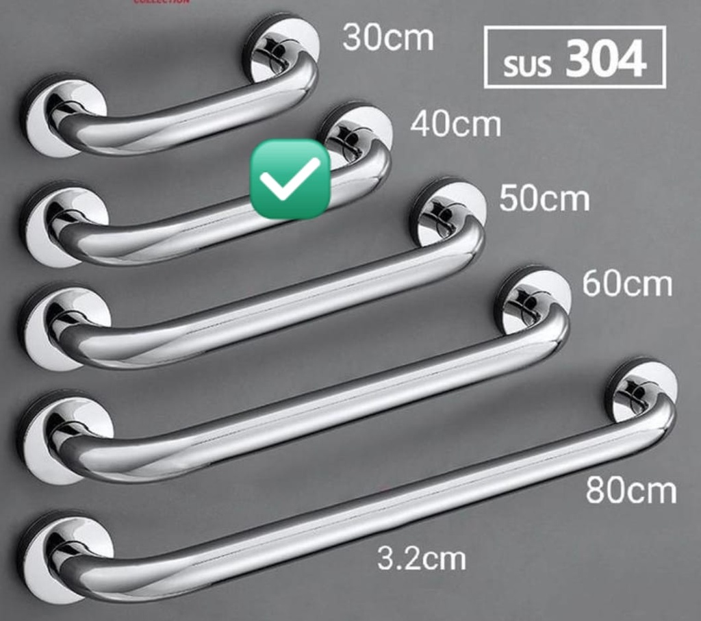 HANDLE 40 CM KAMAR MANDI PEGANGAN TOILET GAGANG BATHUB BAR STAINLESS (AA) SS304