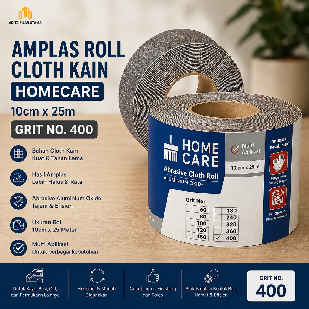 Amplas Roll 400  Cloth Kain (10cmX25m) HomeCare (AA)