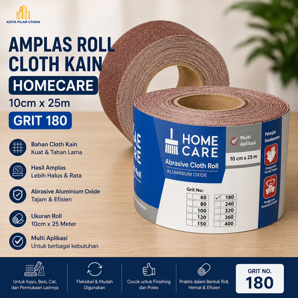 Amplas Roll 180 Cloth Kain (10cmX25m) HomeCare (AA)