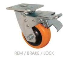 RODA PU 4" POLYURETANE ORANGE 4 IN R100 HIDUP+ BREAK RHJ HEAVY DUTY MAX250K/RODA (AA)