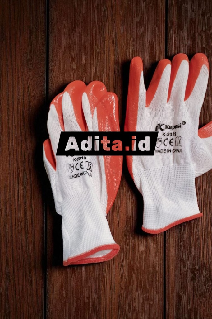 SARUNG TANGAN LAPIS KARET ORANGE - KAPUSI (AA)