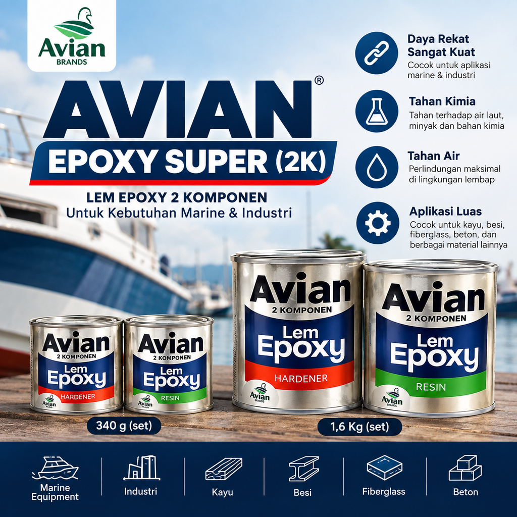 AVIAN EPOXY SUPER (2K) - LEM EPOXY 1,6 Kg set HARDERNER + RESIN (AA)