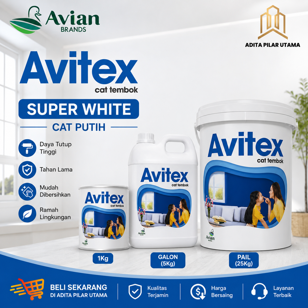Avitex Cat Tembok SUPER WHITE PAIL -SW A009SW CAT PUTIH(AA)