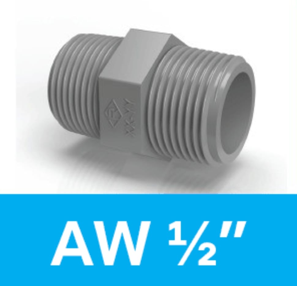 DOBEL NEPEL 1/2 x 1/2 NEPEL PVC ½X ½ RUCIKA 1/2 AW (AA)