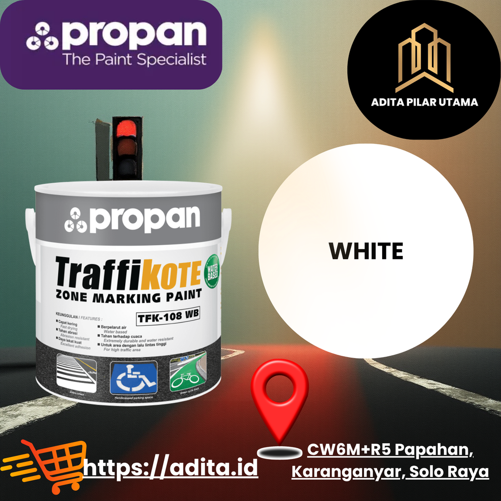 PROPAN TRAFFIKOTE 108 WB WHITE GALON 2.5 (AA)