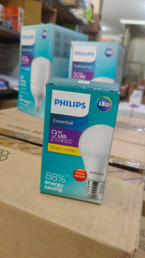 LAMPU LED e27 PHILIP  WARM WHITE 9 W (AA)