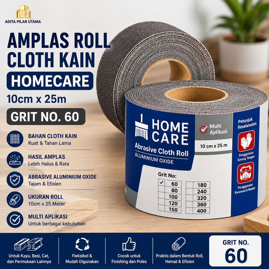 Amplas Roll  60 Cloth Kain (10cmX25m) HomeCare (AA)