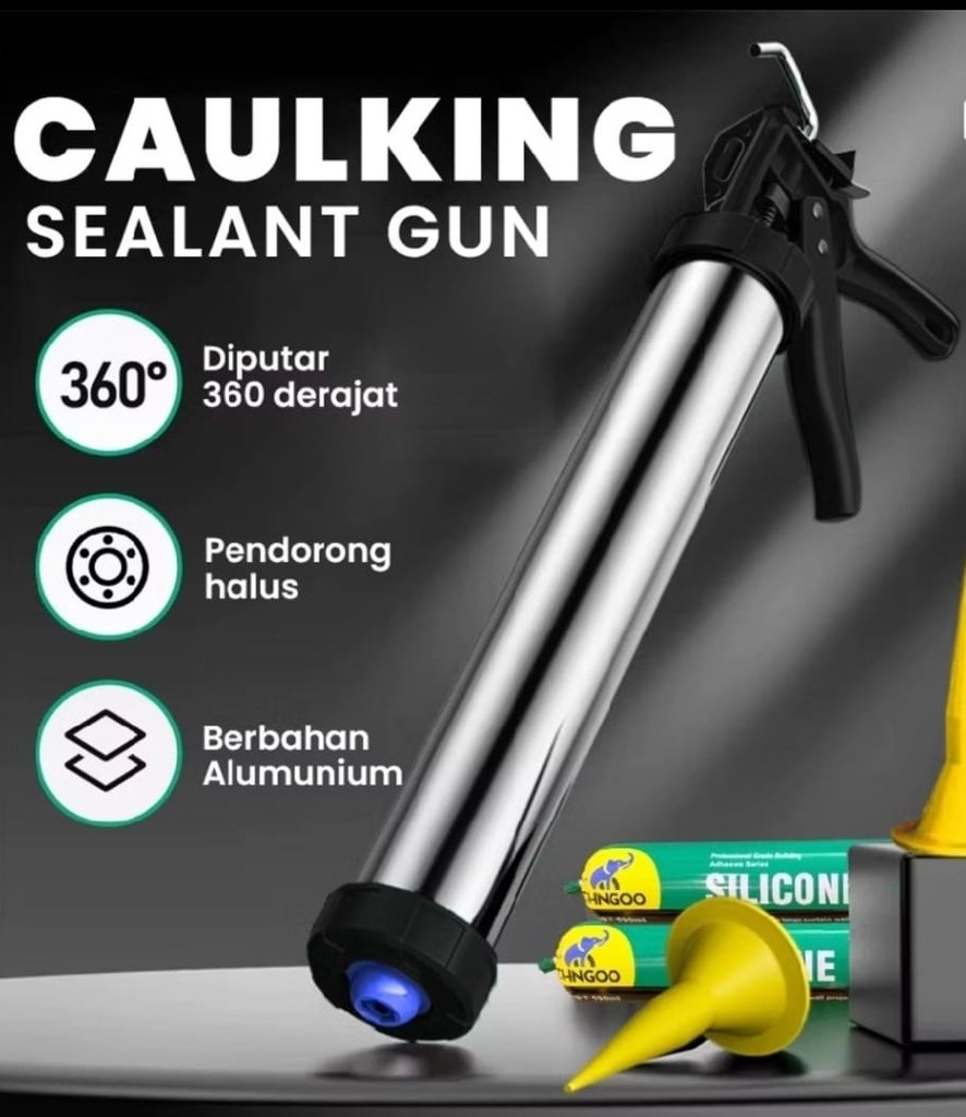 ALAT LEM TEMBAK SEALANT SOSIS ALUMINIUM 600ML (AA)