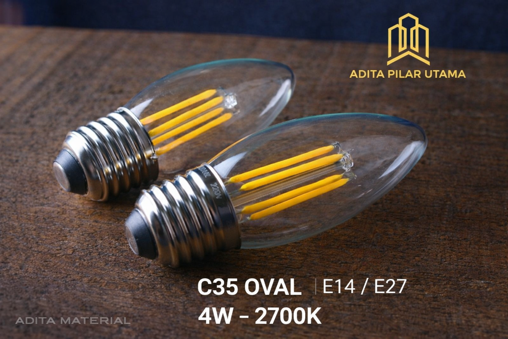 INFM-C35C Lampu Bohlam LED Filament 4 WATT C35 Clear E27 Inlite (AA)
