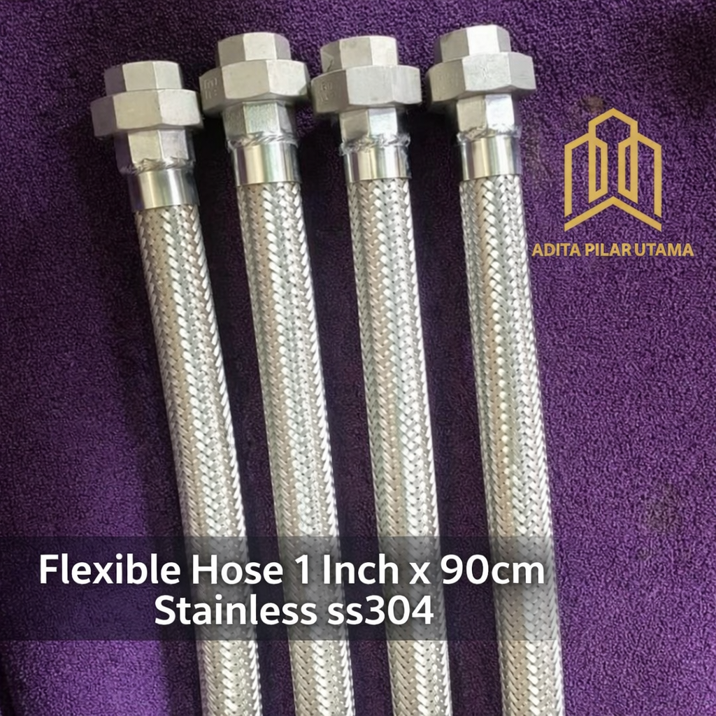 SELANG FLEXIBEL 1" X 90CM Stainless Water mur SS304 DN25 (AA)