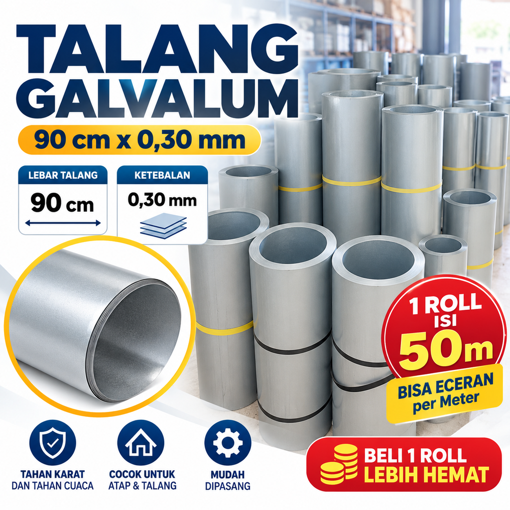 TALANG GALVALUM 90CM X0.30 - 1ROLL= 50M(AA)