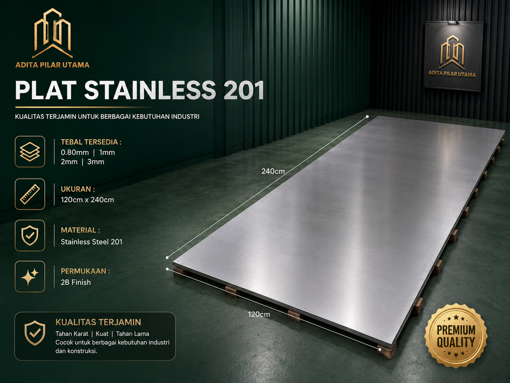 PLAT STAINLESS 3.0X122X244 SS dop 201 (AA)