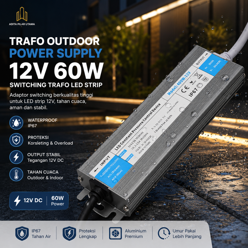 TRAVO OUTDOOR POWER SUPPLY 12V 60W (ADAPTOR LAMPU) (AA)