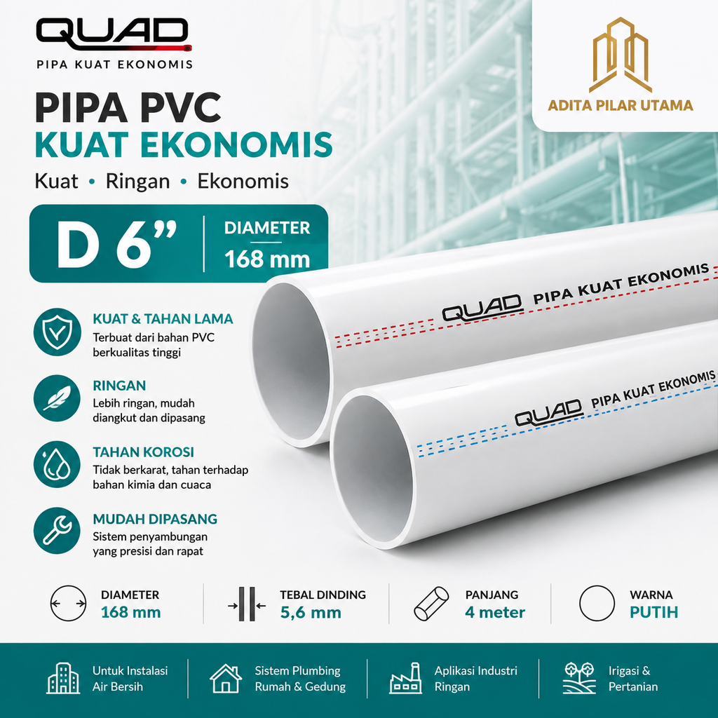 PIPA PVC D 6" QUAD PUTIH (AA)