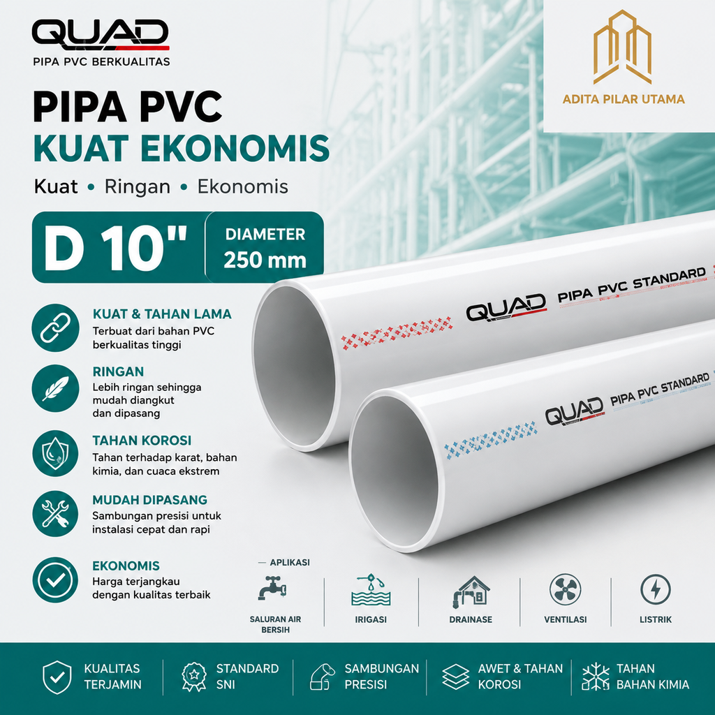 PIPA PVC D 10" QUAD PUTIH (AA)
