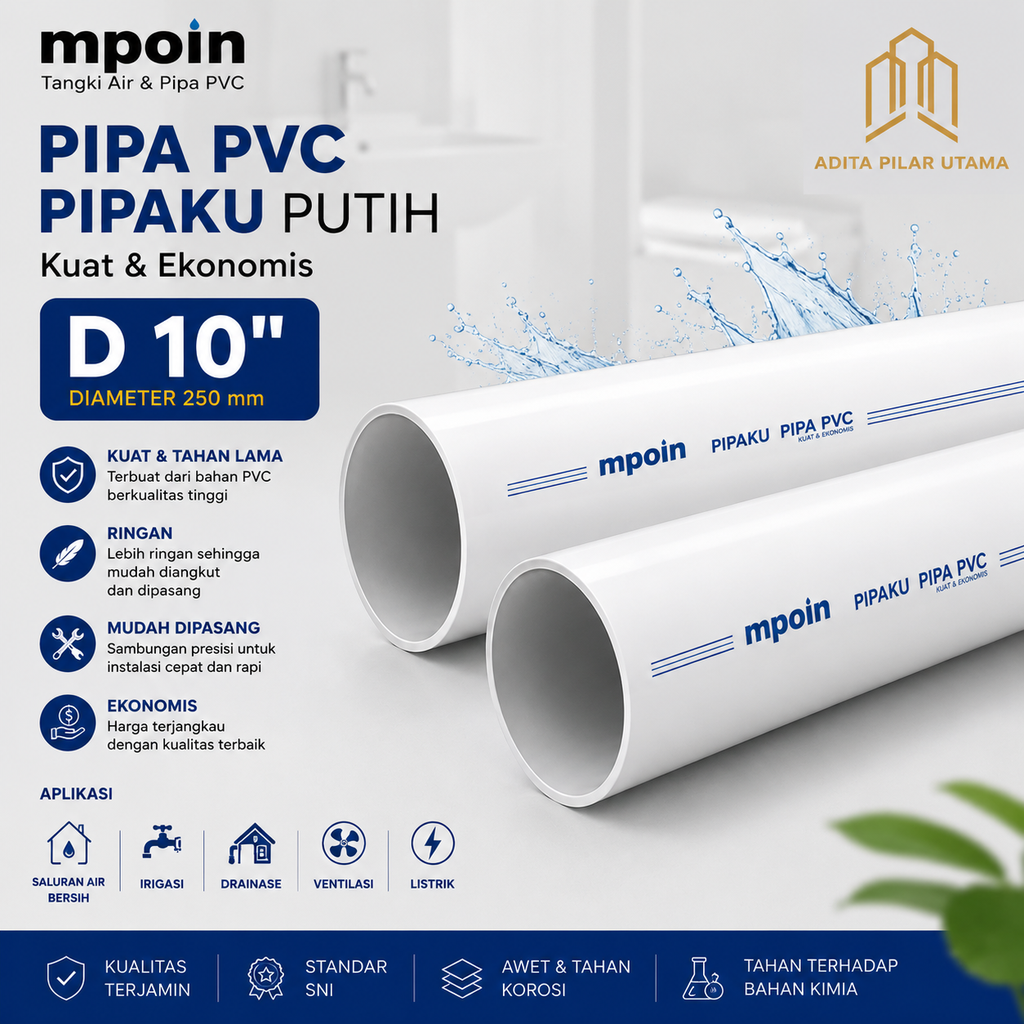 PIPA PVC D 10" PIPAKU PUTIH (AA)