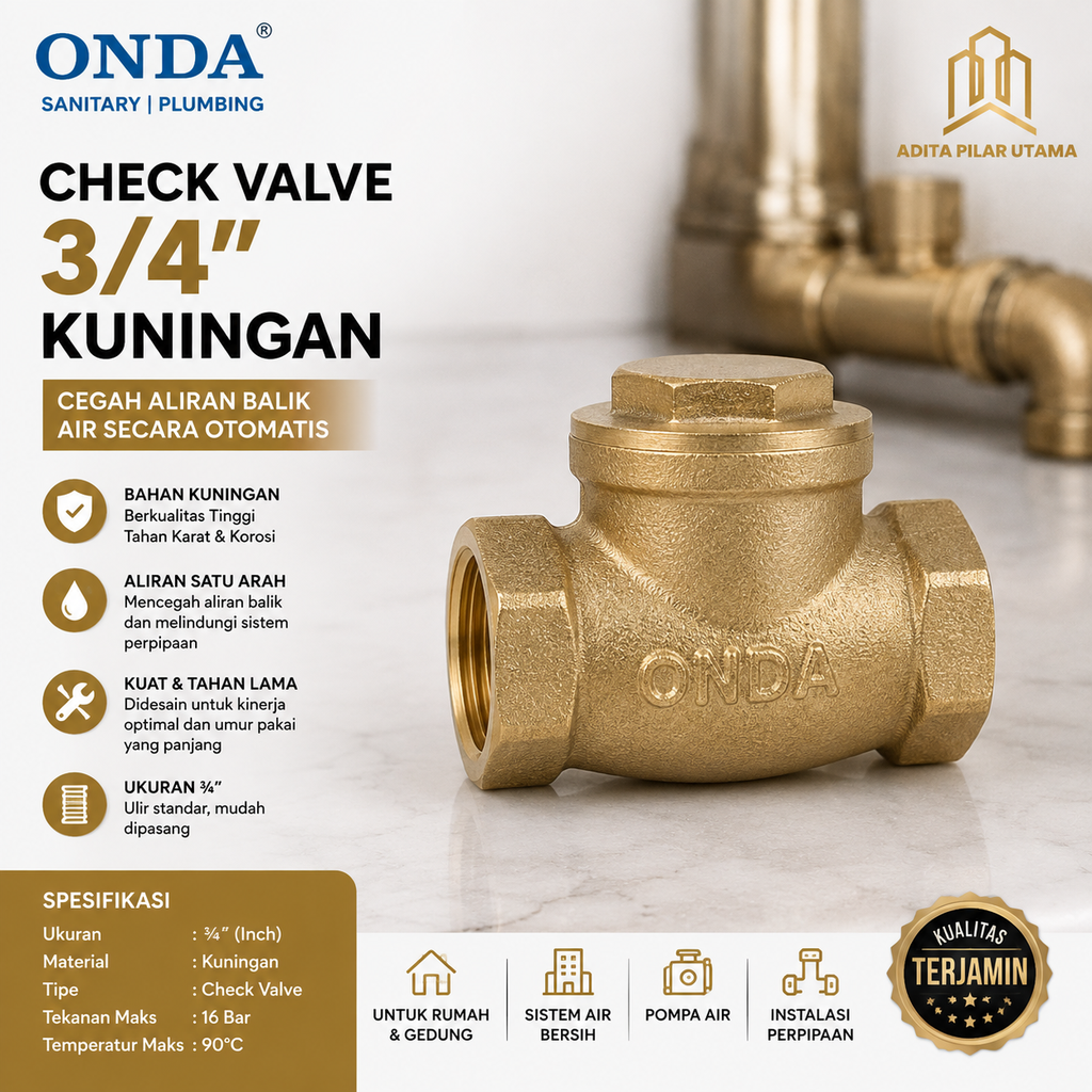 CHECK VALVE ¾" ONDA KUNINGAN (AA)