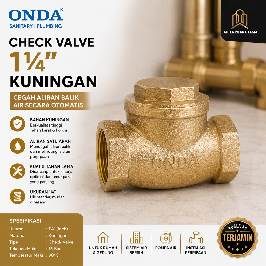 CHECK VALVE 1¼" ONDA KUNINGAN (AA)