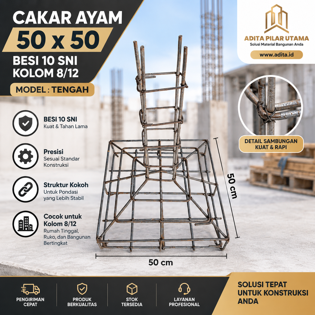 CAKAR AYAM 50x50 BESI 10SNI KOLOM 8/12 (AA)