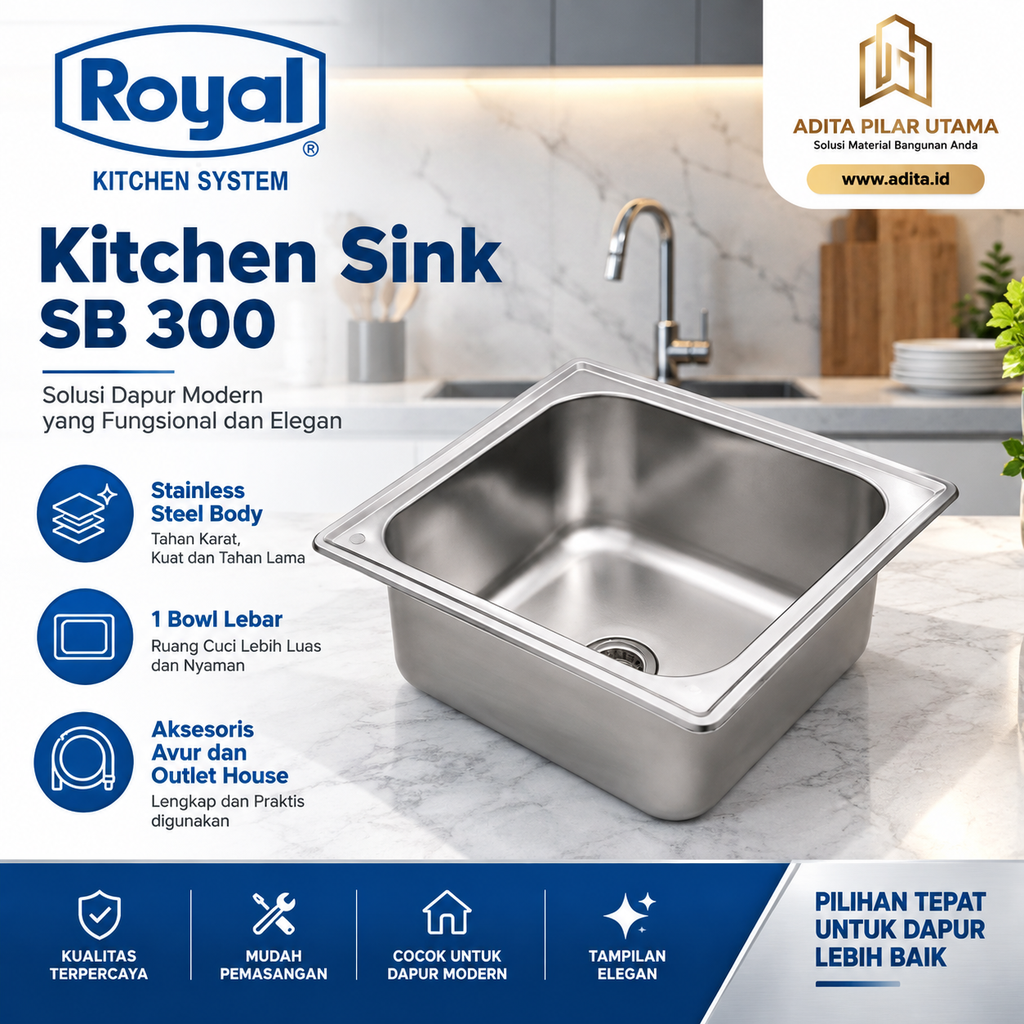 BCP Bak Cuci Piring ROYAL SB 300 Dim 63x57x30cm (AA)