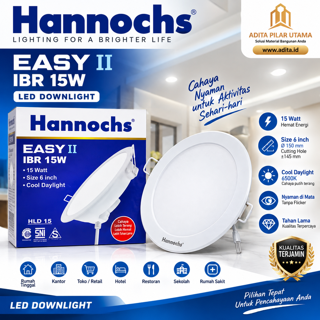 Led EASY DLB 15W 6" IBR HANNOCHS PUTIH (AA)