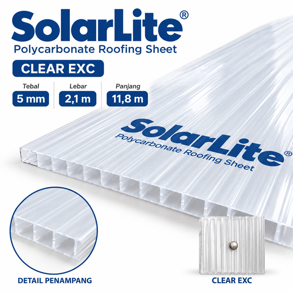 POLYCARBONATE SolarLite 5mm x 2.1M x 11.8M (AA)