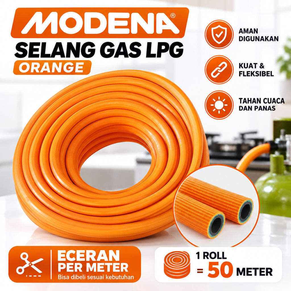 SELANG GAS LPG MODENA ORANGE (1ROLL=50M) (AA)
