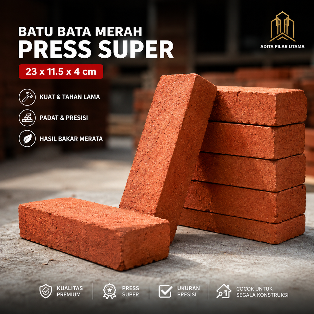 Batu Bata Merah 23 x 11,5 x 4cm PRESS SUPER (AA)