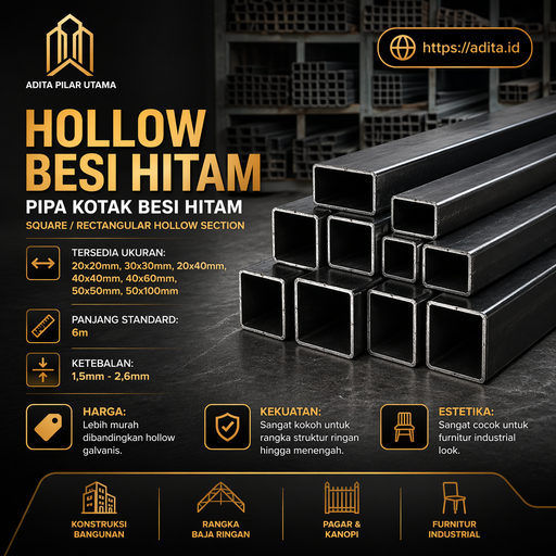 [2012042] HOLLOW BESI HITAM 40X60X1.40mm/12.99Kg PINK (AA)