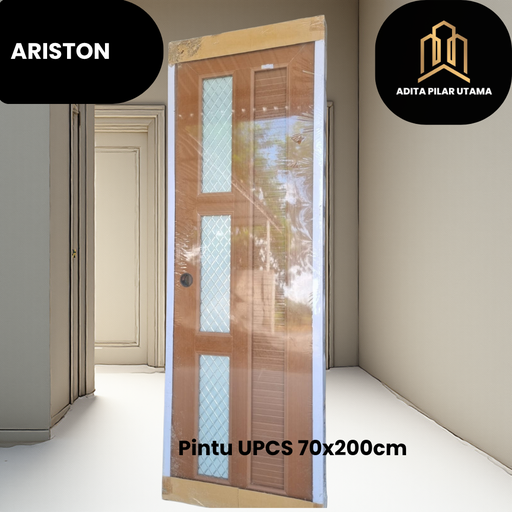 [2011007] PINTU P UPVC KIRI KACA MINI 3 COKLAT ARISTON 70/200