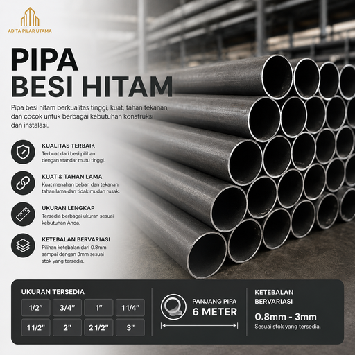 [1602052] PIPA BESI HITAM ¾" X 2.00mm