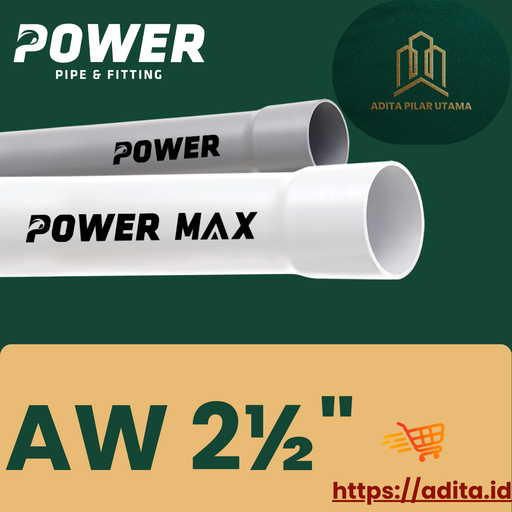 [1608010] PIPA PVC AW 2 1/2 INCH POWER MAX PUTIH