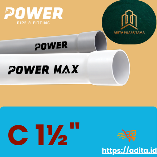 [2012005] PIPA PVC C 1 1/2 DIM POWER MAX PUTIH