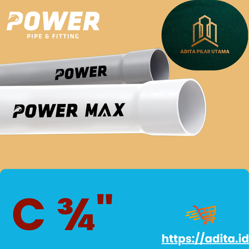 [C3/4D2012002] Pipa Pvc C  ¾"  Power Max PUTIH