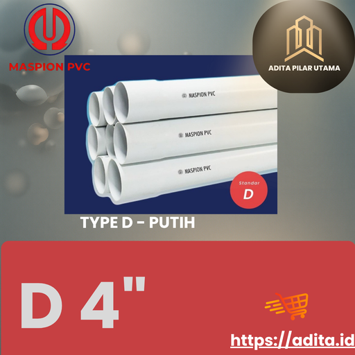 [D4D806061243] PIPA PVC D 4 DIM MASPION PUTIH