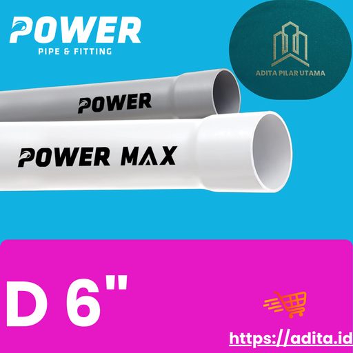 [D6D2303028] PIPA PVC D 6 DIM POWER MAX PUTIH