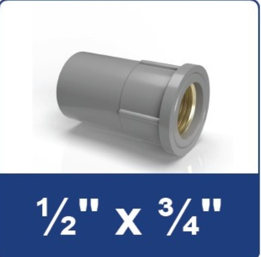 [7555574 SDD3/4X1/2] SDD SOCK DRAT DALAM 3/4 x 1/2(DRAT) KUNINGAN RUCIK