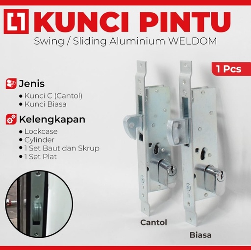 [1503095] SLOT PINTU GESER KC5123 LURUS ALUMINIUM