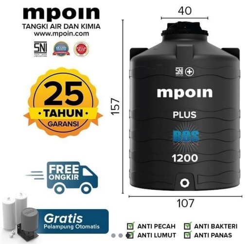 [2202060] MPOIN TANDON MPOIN TANGKI W1200 - 1100 LITER MPOIN1200 PLUS HITAM