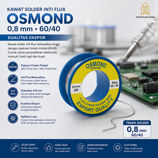 [2012014 (AA)] TENOL Ø 0.8mm x 10M Kawat Solder OSMOND (AA)