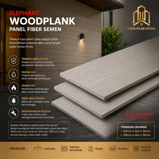 [1504047 (AA)] WOODPLANK 30x400cmx8mm TEXTURE ELEPANT (AA)