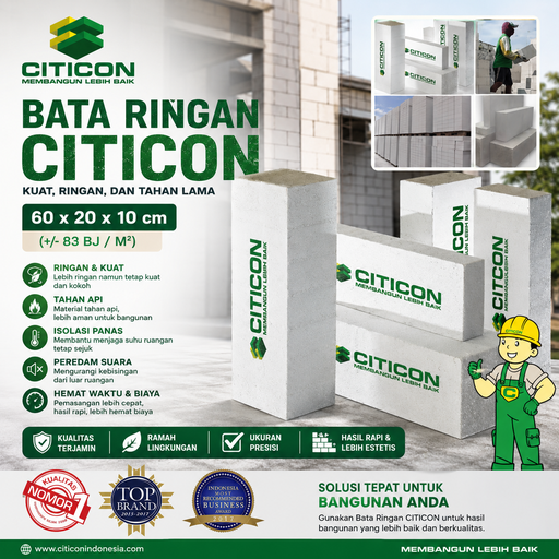 [2211013] Bata Ringan Hebel 60X20X10 (+/-83BJ/M³) CITICON  (AA)
