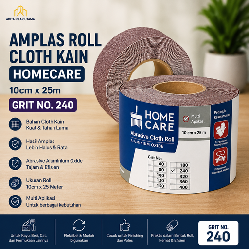 [1609042 (AA)] Amplas Roll 240 Cloth Kain (10cmX25m) HomeCare (AA)