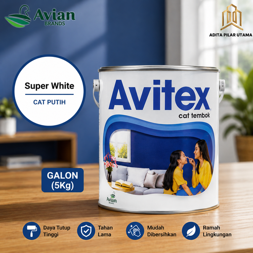 [2310009 (AA)] Avitex Cat Tembok SUPER WHITE -SW A009SW CAT PUTIH(AA)