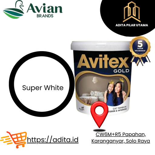 [2309043 (AA)] Avitex Gold SUPER WHITE - SW - GALON A009SW CAT PUTIH (AA)