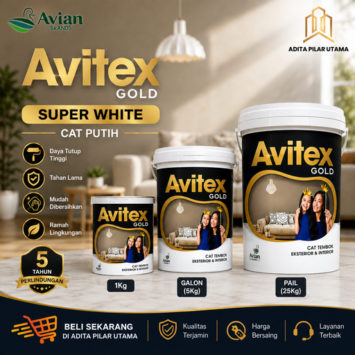[2406034 (AA)] Avitex Gold SUPER WHITE - SW - KL A009SW CAT PUTIH(AA)