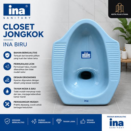 [67351258 (AA)] Closet Jongkok / Kloset Jongkok INA BIRU (AA)
